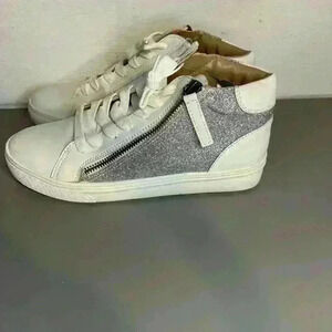 Aqua College Women"s Size 7.5 Guliette White Silver Leather Hi-Top Sneaker